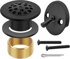 Matte Black Trip Lever Bathtub Drain Tub Trim Set with Trip Lever Overflow Face