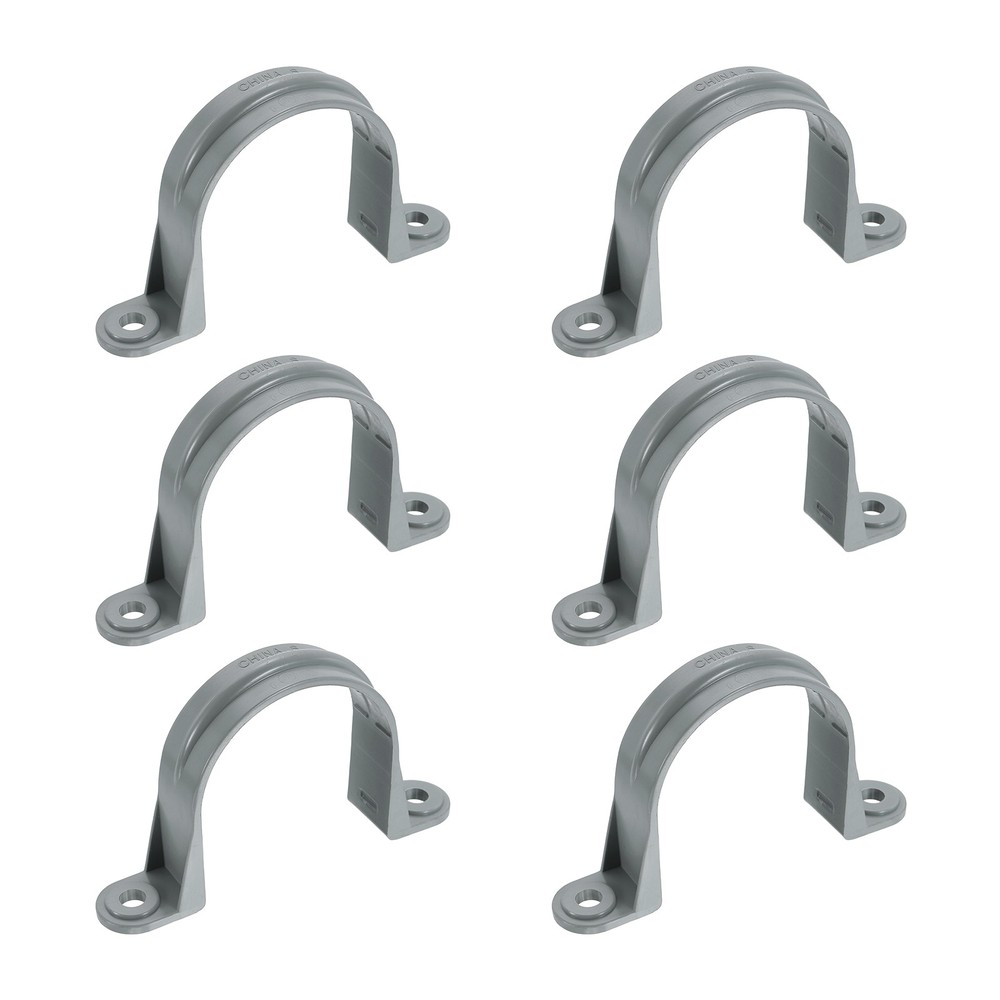 6pcs 2-1/2 Inch Pipe Straps 2 Holes Plastic Conduit Strap with Ribs, Gray