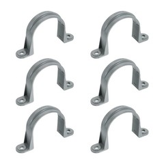 6pcs 2-1/2 Inch Pipe Straps 2 Holes Plastic Conduit Strap with Ribs, Gray