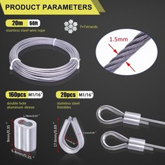 Swaging Tool for Wire Rope Crimping Up to 2.2mm with 160PCS Aluminum Sleeves