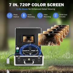 7 Inch Self-Leveling Sewer Camera 30m/98ft Pipe Inspection Camera 12 LED Lights
