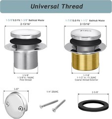 Tip-Toe Bathtub Drain Kit with Two-Hole Overflow Standard, Brushed Nickel