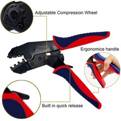 Twippo Crimping Tool for Heat Shrink Connectors, Ratchet Blue and Red
