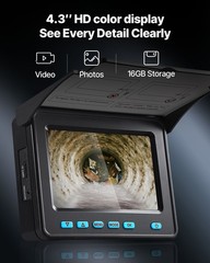 VEVOR Sewer Camera 164 ft Self-Leveling Drain Inspection Camera 4.3&Prime; HD Screen