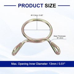 Fuel Line Hose Clips, 30Pcs 11.5mm Zinc Plated 65Mn Steel Tubing Spring Clamps