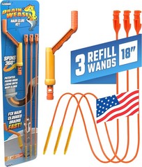 FlexiSnake Drain Weasel Sink Snake Handle + 5 Refill Wands, Orange/Yellow