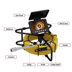 50M Sewer Pipe Inspection Video Camera, 23mm Drain Endoscope 16GB 5&Prime; Monitor