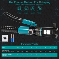 10-Ton Hydraulic Crimping Tool with 9 Dies &ndash; Battery Cable Crimper Tool & Wir&hellip;