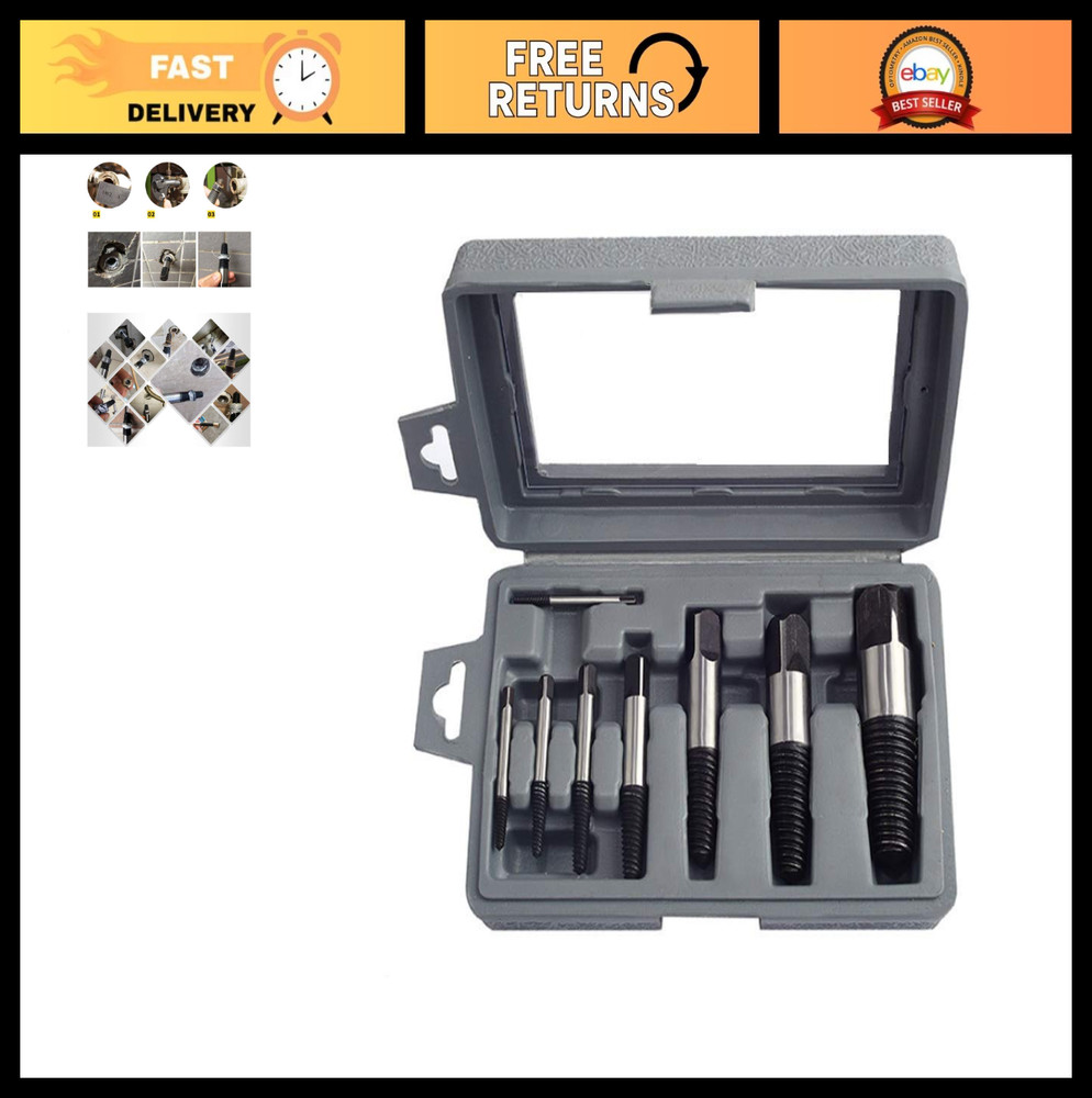8pcs Damaged Screw Extractor Set, Broken Bolt Remover, Pipe Screw Tool Kit