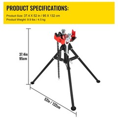 VEVOR Tripod Pipe Chain Vise 1/8&Prime;-5&Prime; Capacity Folding Legs W/ Harden Teeth&Chain
