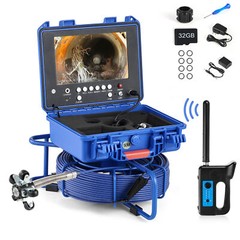 9&Prime; Self-Leveling Sewer Camera w 512Hz Locator 165ft Counter 12 LED Lights 32GB