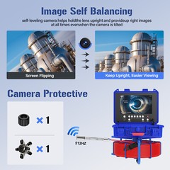20M Sewer Pipe Inspection Camera 512HZ Self-leveling Meter Counter 9&Prime; DVR
