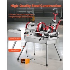 Electric Pipe Threader Machine 900W 2-Speed Threading Cutter for 1/2&Prime; to 4&Prime; Pipe