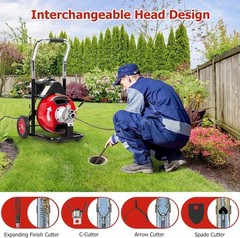 75Ft x 1/2In Auto-Feed Electric Drain Cleaner Machine Portable Sewer Snake Auger