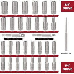 33mm Deep Reach Bolt Extractor Kit, with 3/8, 1/4 Inch Adapter, Ez Out Deep B&hellip;