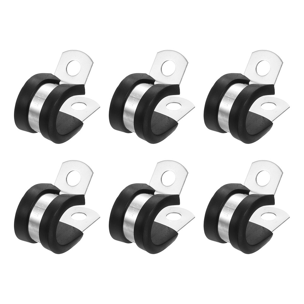 1/2&Prime;(14mm) Cable Clamp, 304 Stainless Steel Rubber Cushioned 6Pcs