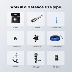30M Sewer Pipe Inspection Camera Drain Sewer Pipeline Endoscope 5inches Monitor