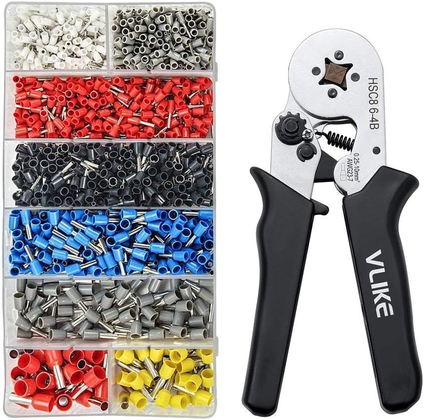Ferrule Crimping Tool, Wire Crimper Pliers with 1200 Terminal Ferrules Tinned C