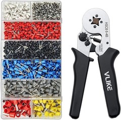 Ferrule Crimping Tool, Wire Crimper Pliers with 1200 Terminal Ferrules Tinned C
