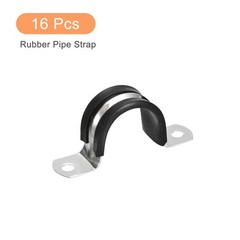 16Pcs 1-1/4&Prime; Cable Clamp U Shape Stainless Steel Rubber Cushioned Pipe Strap