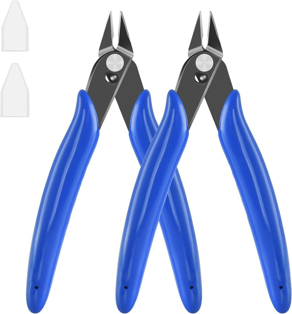 2 Pack Small Wire Cutters, 5 Inch Micro Flush Cutting Pliers, Spring Loaded Tool