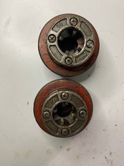 Lot of THREE (3) RIDGID 3/4&Prime; & 1/2&Prime; Die-Head Pipe Threaders (USED) 12R