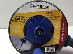 Cobra Products 86250 1/4&rdquo; In X 25&rsquo; Pistol Grip Power Drum Drain Auger Sink Drain