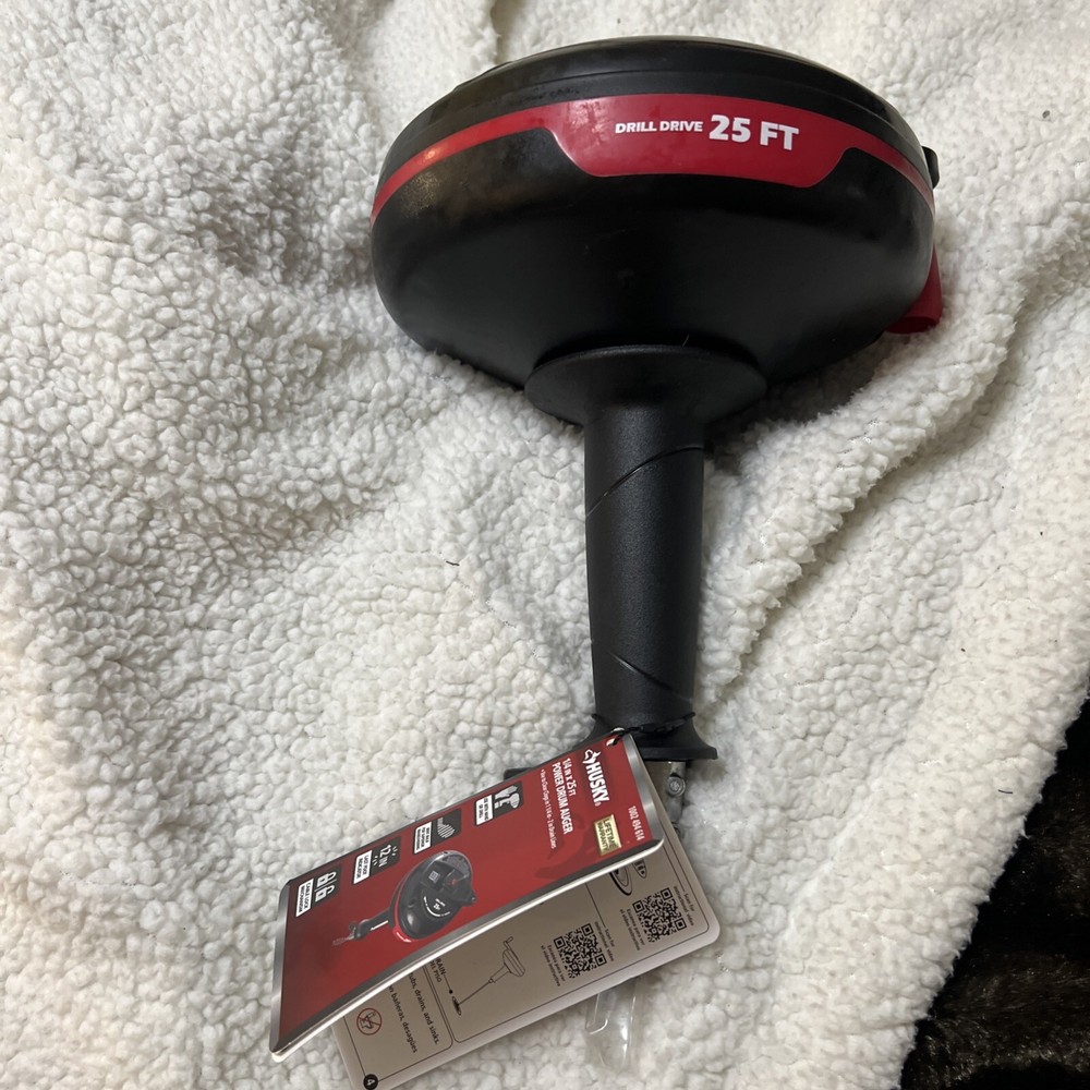 Husky Power Drum Auger 1/4 in x 25 ft Centered Grip Foldable Handle
