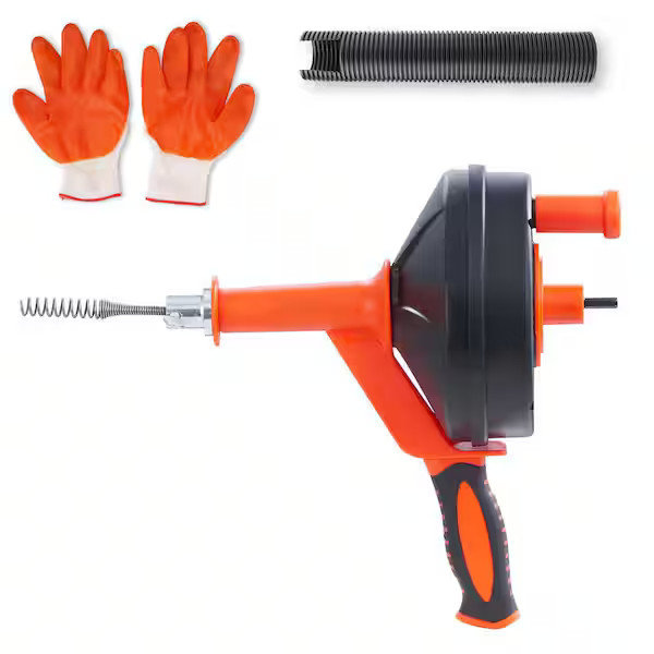SKYSHALO Drain Auger 25 ft., Plumbing Snake with Drill Attachment, Plumbers Snak