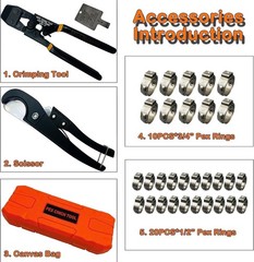 Universal PEX Crimping Tool for Stainless Steel Clamps &ndash; 20PCS + 10PCS Included