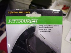 NEW PITTSBURGH FINGER RELEASE RATCHETING PVC CUTTER TO 1 5/8&Prime;