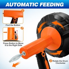 Drainsoon 33FT Orange Drain Auger Snake