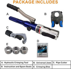 IBOSAD Copper Tube Fittings Hydraulic Pipe Crimping Tool -1/2&Prime;,3/4&Prime;,1&Prime; Jaw Sizes