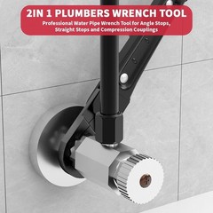 Professional 2-in-1 Angle Stop Wrench with Fixed Ratchet for Efficient Plumbing