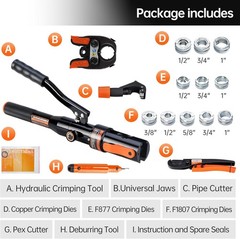 Hydraulic Copper Pipe Crimping Tool 1/2 3/4 1 Dies