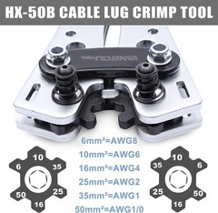 Battery Terminal Cable Crimping Tool AWG 1/0, 2, 4, 6,8,10 for Electrician Wire