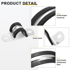 14Pcs 14mm(9/16&Prime;) Stainless Steel Rubber 2 Hole U-Tube Strap Clamp, Black