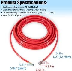 For FlexShaft Cable Assembly 64348 RIDGID K9-204, 5/16&Prime; x 70 ft Sheath Couplings