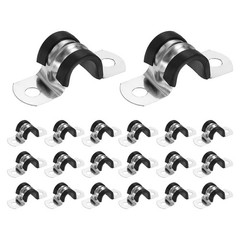 20Pcs M14 U-Tube Strap Clamp EPDM Plastic Cushioned Insulated Clamp