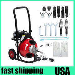 100 FT x 1/2&Prime; Drain Cleaner Electric Sewer Snake Cleaning Machine 110V w/ Gloves