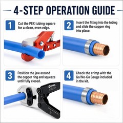 PEX Crimping Tool Kit for ASTM F1807 Copper Crimp Ring Systems, 1/2 Inch & 3/4 I