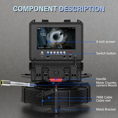 9&Prime; Monitor Sewer Camera Pipe Inspection Camera w/ Meter Counter 7mm/30M 32GB
