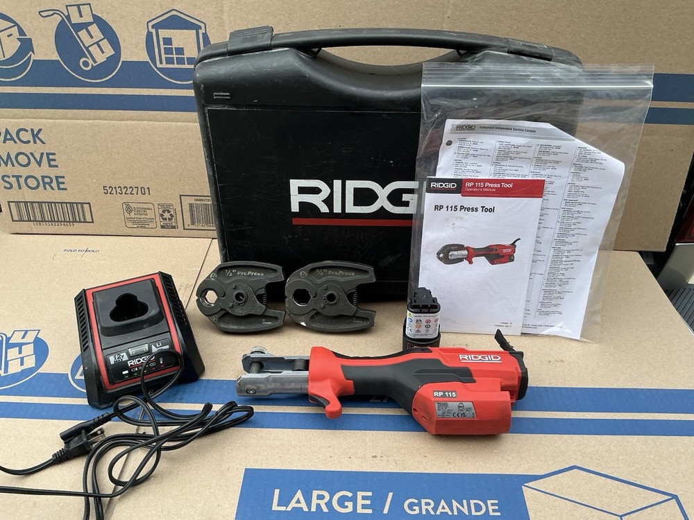 Ridgid RP 115 Mini Press Tool 1/2&Prime;-3/4&Prime; Copper/Stainless Fittings w/ 12v Battery