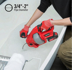 20V Cordless Drain Auger, 25ft Auto-Feed Snake for 3/4&Prime;-2&Prime; Pipes