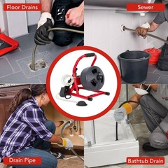 NEW,50FT x 5/16&Prime;Drain Cleaner Machine, Sewer Snake Auger Auto Feed with 6 Cuttes