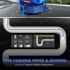 9&Prime; Self-Leveling Sewer Camera w 512Hz Locator 164ft/50m IP68 Inspection Camera
