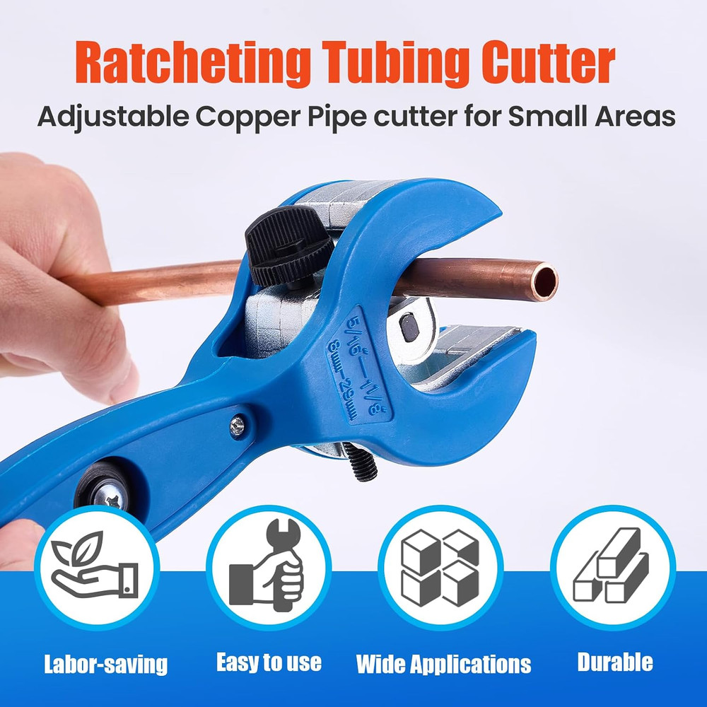 Ratcheting Tubing Cutter, Tube Cutter 5/16&Prime; to 1-1/8&Prime;, 2 in 1 Close Quarters &hellip;