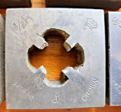 Early 1900s Misc NYE & Crown Conduit Pipe Threading Skip Tooth Square Dies w Box