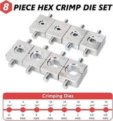 Hydraulic Crimping Tool 45KN Battery Cable Crimper Tool with 8 Dies | Heat-Treat