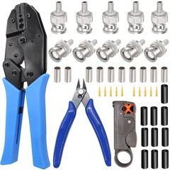 Taiss Coaxial Cable Tool Kit BNC Crimp tool with 10PCS Male Black